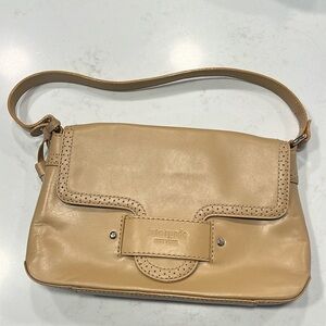 Kate spade leather shoulder bag in beige with floral print lining